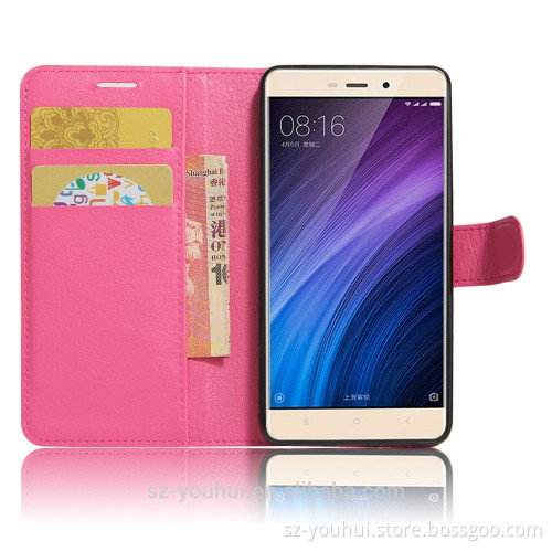 Latest version flip wallet cover case for xiaomi Redmi 4